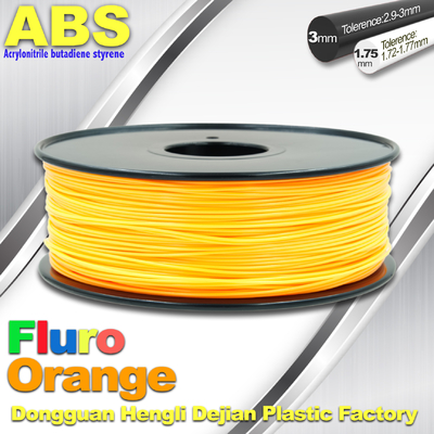 Eco φιλική ίνα 1.75mm εκτυπωτών ABS τρισδιάστατη πορτοκαλιά τρισδιάστατη ίνα εκτύπωσης Fluro
