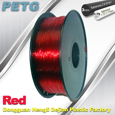 Κόκκινο τρισδιάστατα υλικά ινών εκτύπωσης 1.75mm/3.0mm PETG Fliament