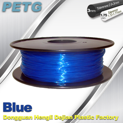 τρισδιάστατο διαφανές υλικό 1,75/3,0 μπλε πλαστικών χιλ. εκτυπωτών στροφίων PETG Fliament
