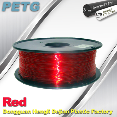 Όξινη και αλκαλική αντίσταση 1.0kg ινών εκτυπωτών ύψους διαφανής κόκκινη PETG τρισδιάστατη/ρόλος