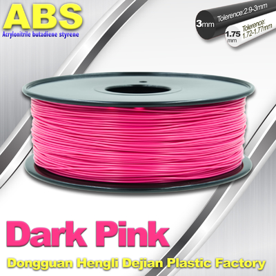 Χρωματισμένη ίνα εκτυπωτών ABS τρισδιάστατη 1.75mm/3.0mm, σκοτεινή ρόδινη ίνα ABS